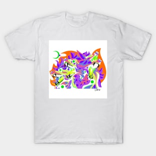 cadejo sinister cryptid dog from el salvador ecopop art in night T-Shirt